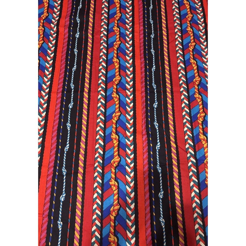 Vintage Cranston Crantex Nautical Rope Knot Stripe Fabric 40"L x 58"W